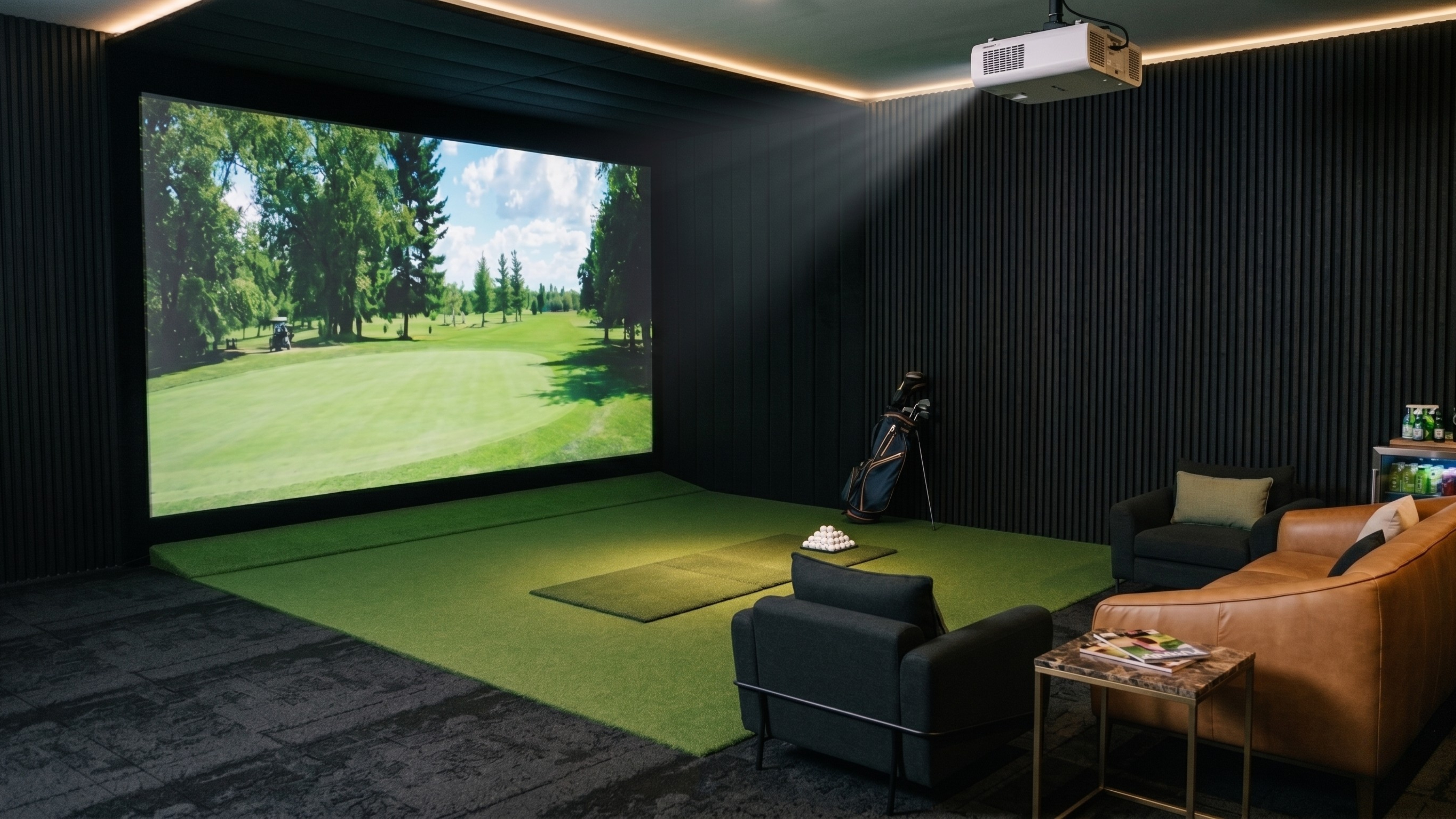 Golf simulator media room