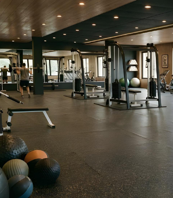 Santé Apartments — Fitness centre with millwork and equipment