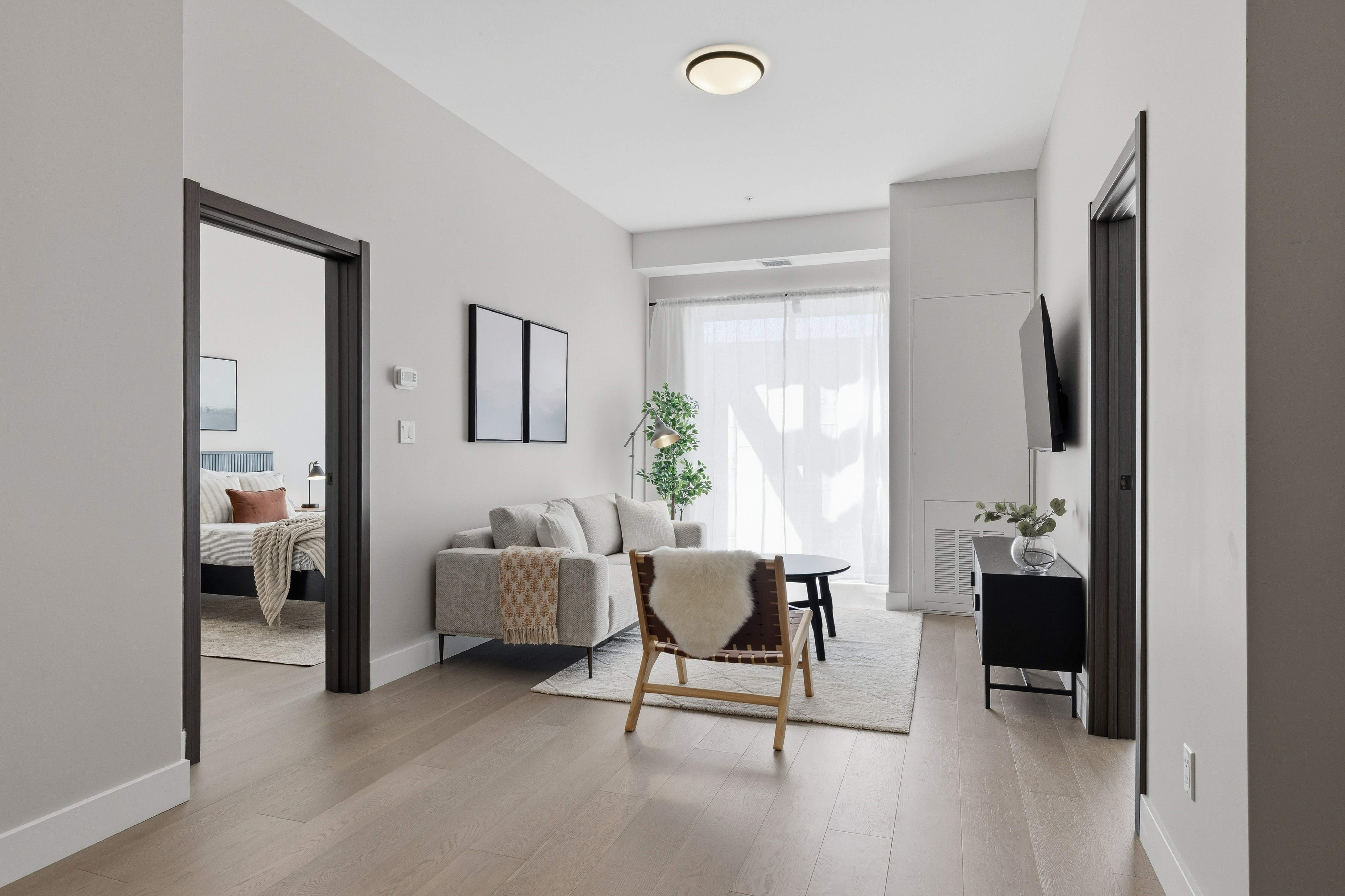 Santé Apartments — Sun-lit open-concept living space